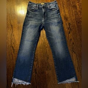Mother Denim Flare Cropped Jean with Raw Edge